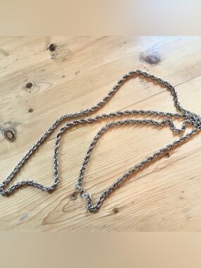 Vintage Monet French Rope Chain Necklace 57” Silver Tone Statement Necklace